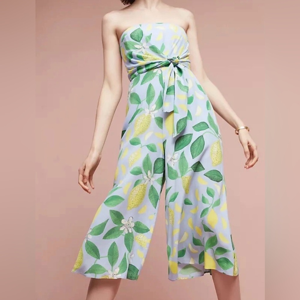 Maeve Lemon Groove strapless jumpsuit, size 2